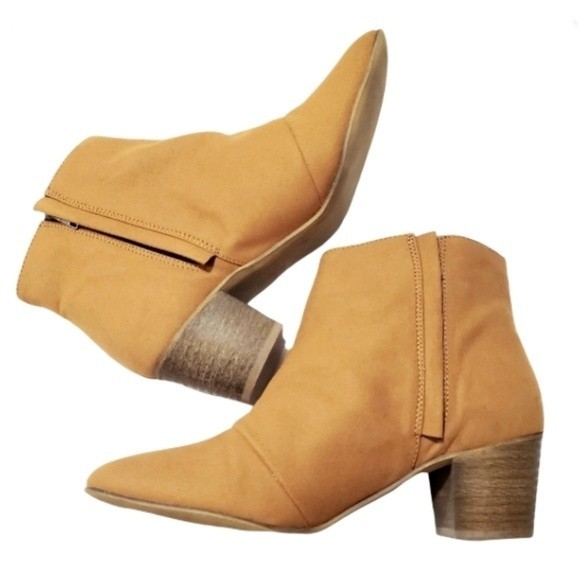 Heeled Ankle Boots zipperd Elegant Tan Suede Leather Style READ - Picture 5 of 15